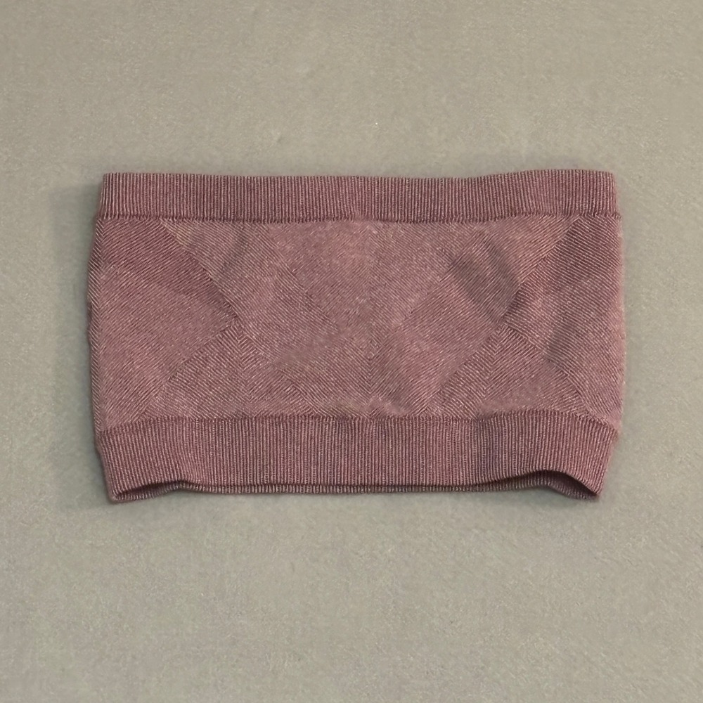 Auden‎ Unlined Seamless Bandeau Bra Mauve Purple Medium Strapless Ribbed Trim